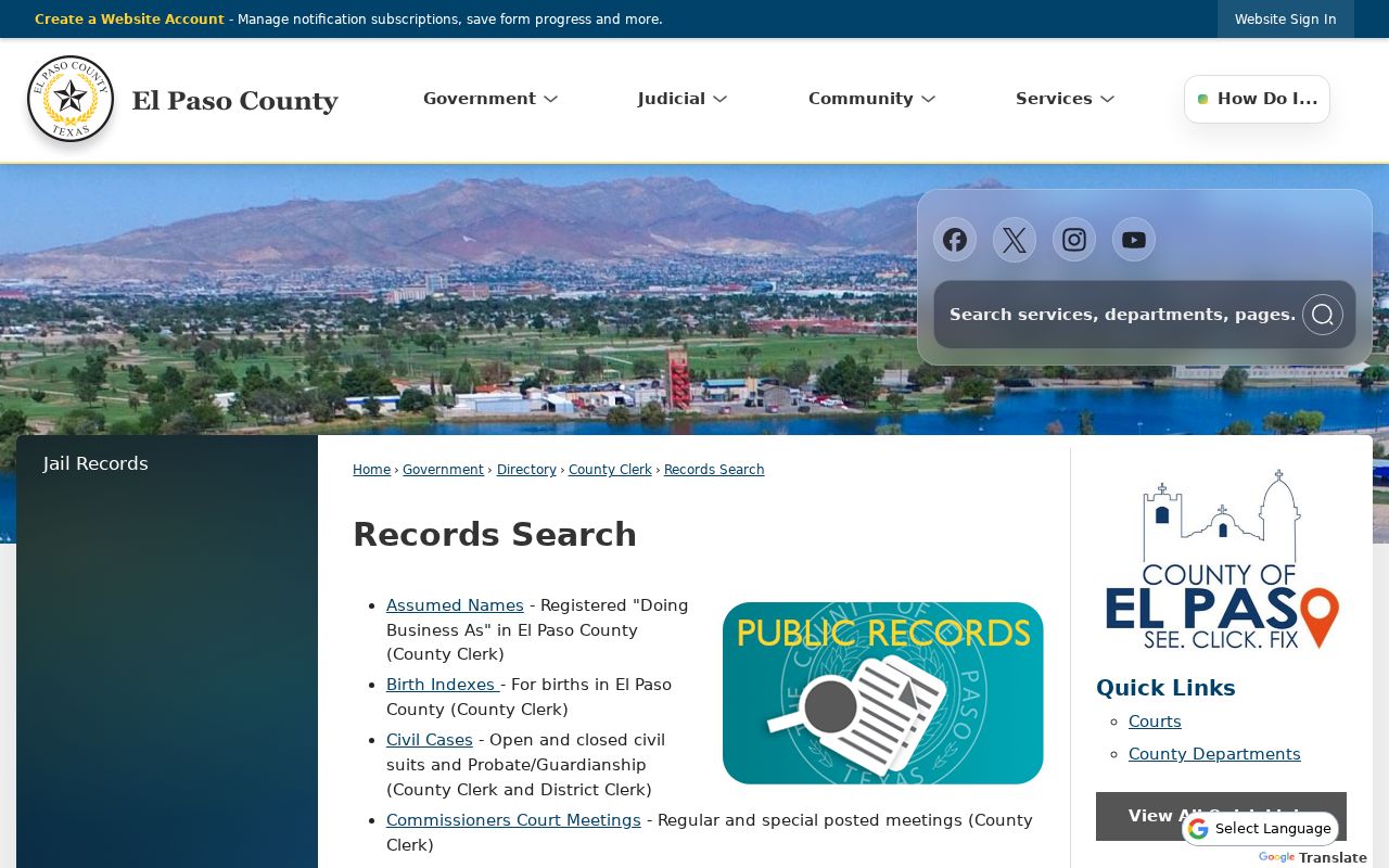 El Paso residents directory County records search hub