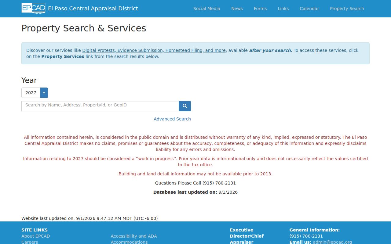 El Paso residents directory EPCAD property search