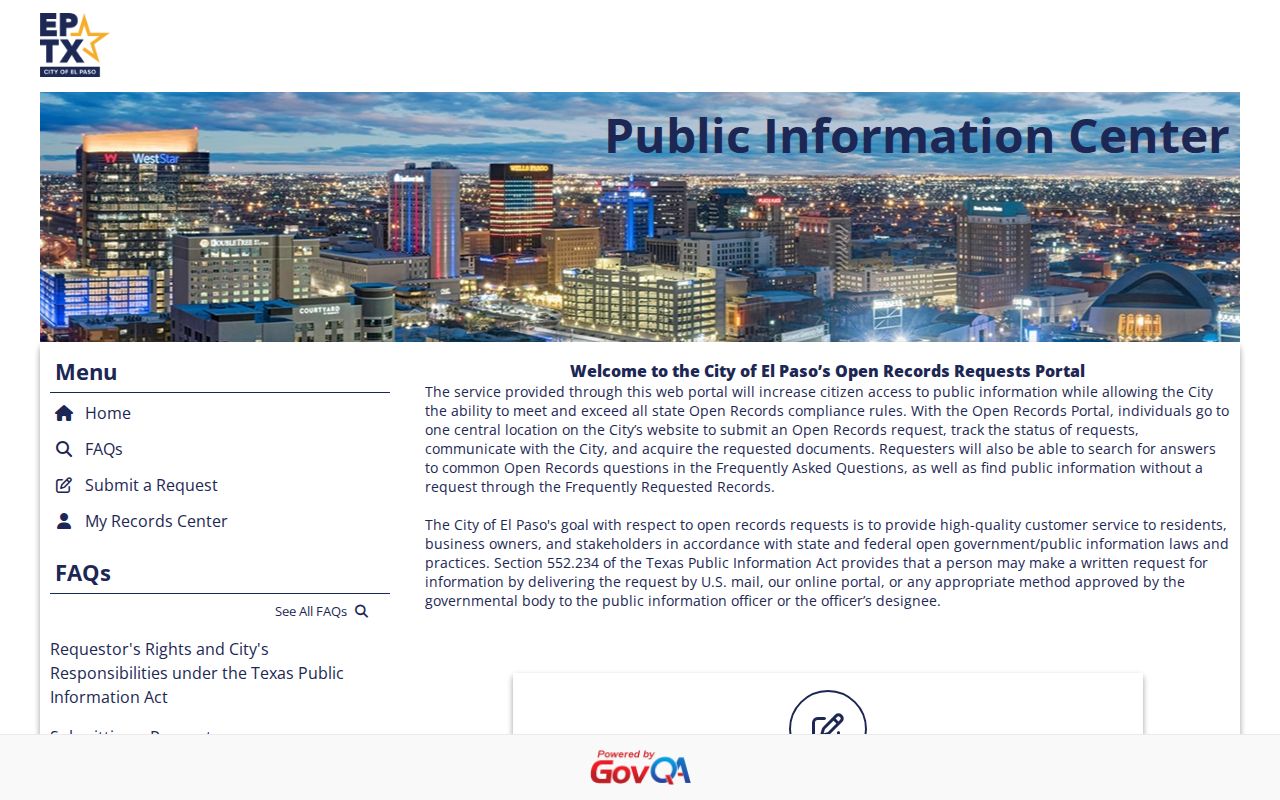 El Paso residents directory City public records portal